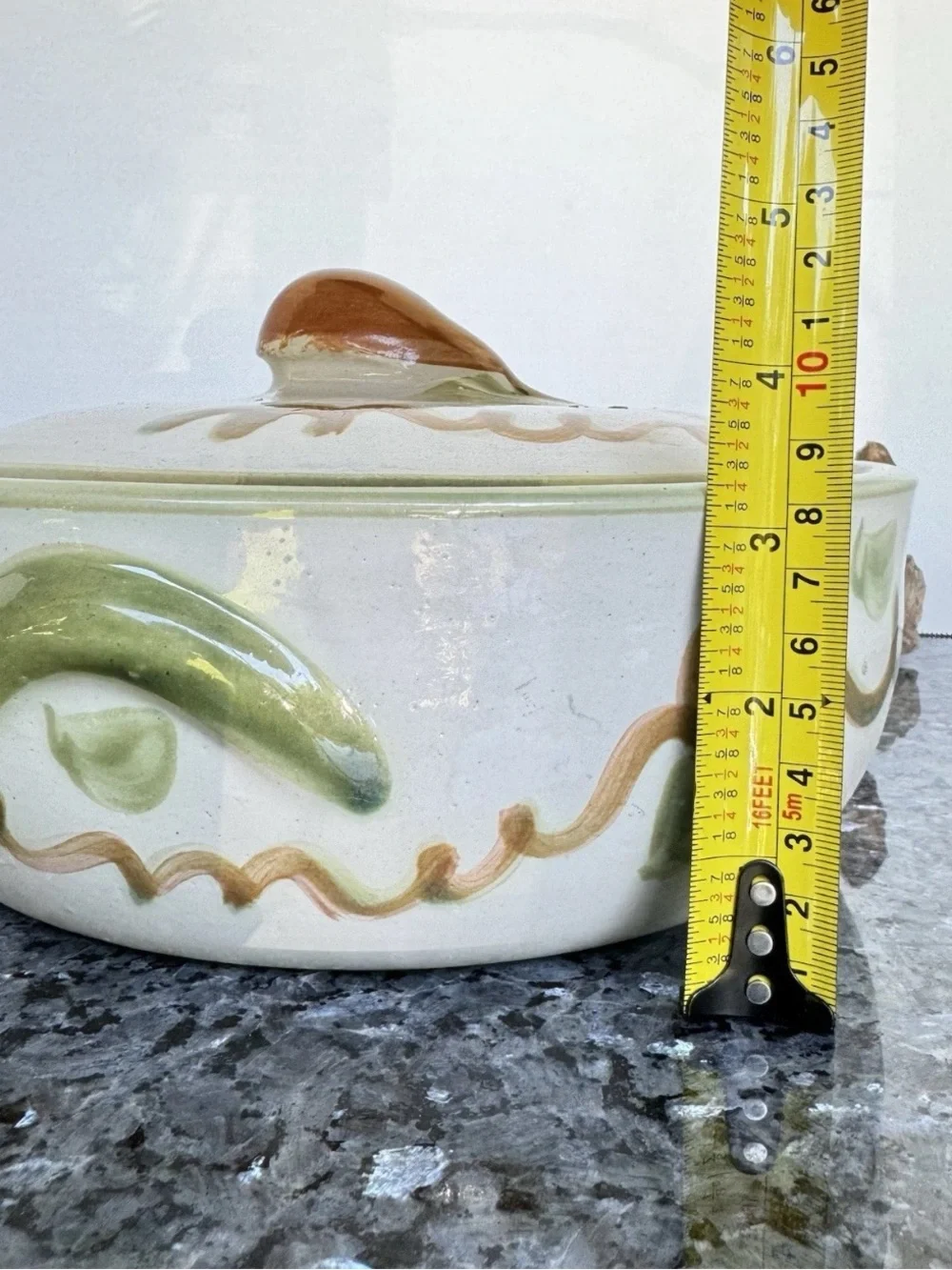 Vintage Louisville Stoneware Co. “Harvest” Pear Pattern Lidded 9” Casserole Dish